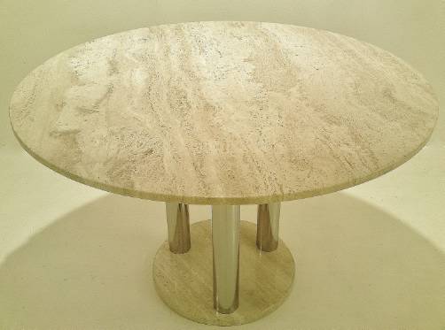 Travertine dining table by Stone International, 1970`s ca, Italian